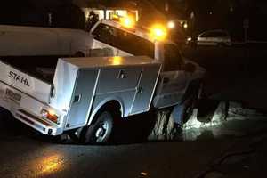 Midland Park Sinkhole Nearly Swallows DPW Truck