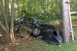Car Crashes Into Pole On Cross Hill Road In Monroe