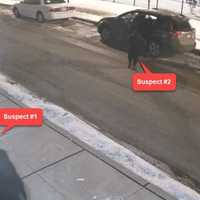 <p>Surveillance images from the Montco DA's Office show three suspects in William Grover Carter's murder and their grey Toyota RAV-4 in the background.&nbsp;</p>