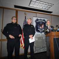 <p>Clarkstown Police at a Tuesday afternoon press conference.</p>