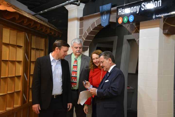 U.S. Sen. Chris Murphy, state Rep. Bob Godfrey and U.S. Rep. Elizabeth Esty, all Democrats, tour the facilities at Family &amp; Children&#x27;s Aid with former Danbury Mayor Gene Eriquez. 