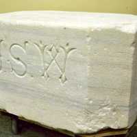 <p>Marble slab, which is an original stepping stone for local Ward residence. It&#x27;s on display at Tuckahoe Village Hall.</p>