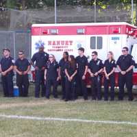 <p>The Nanuet Emergency Service First Responders, who were all present for the event in its entirety, pose for a picture together.</p>