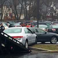 Elderly Driver Strands Car On Median At Bergenfield Shopping Center