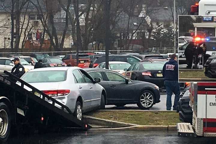 Elderly Driver Strands Car On Median At Bergenfield Shopping Center