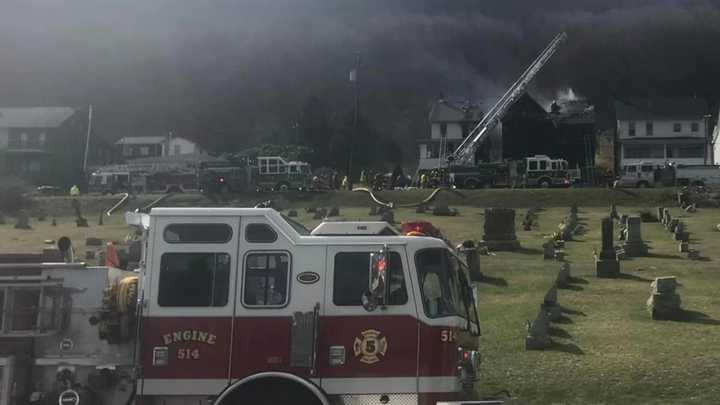 Scene from the Nesquehoning fire on April 7.&nbsp;