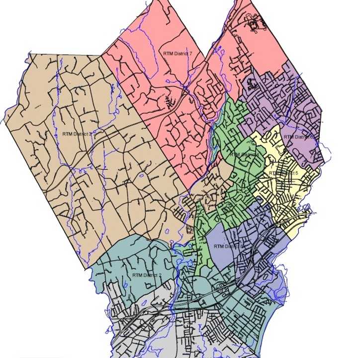 This map shows the new voting districts approved by the Fairfield Representative Town Meeting Monday. A high-resolution version is available on the town website.