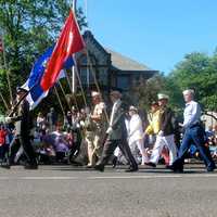 <p>The theme of this year&#x27;s parade in Westport is remembering Prisoners of War and Missing in Action, as reflected in the flags. </p>