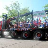 <p>The Cheetahs fill this truckbed in the Westport Memorial Day parade. </p>