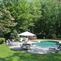 <p>A look at the pool and the backyard of the home of actors Lucie Arnaz and Larry Luckinbill.</p>