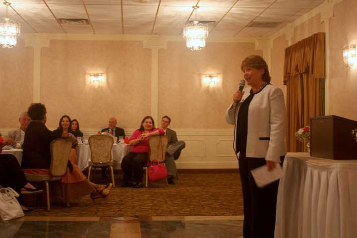 Peekskill Mayor Mary Foster speaks at the Peekskill Democratic City Committee&#x27;s annual Meet The Candidates dinner last Thursday. 