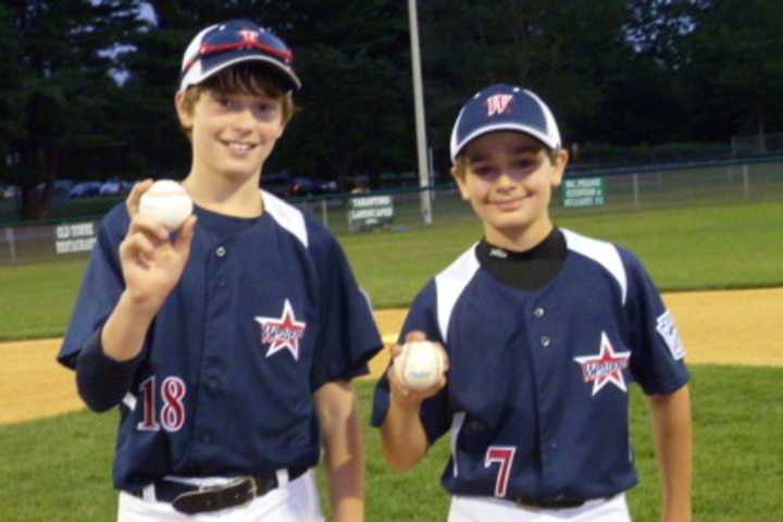 Harry Azadian, left, and Chris Drbal combined to throw a no-hitter for Westport during a game last summer. Both players are part of this summer&#x27;s team that plays for the New England championship Saturday in Bristol.