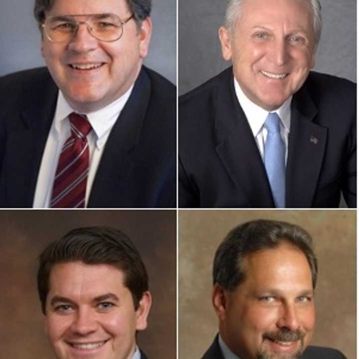 Clockwise, from top left: Matt Miklave, Harry Rilling, Andy Garfunkel and Vinny Mangiacopra are all vying for the Democratic nomination for the Norwalk mayor&#x27;s race in Tuesday&#x27;s primary.