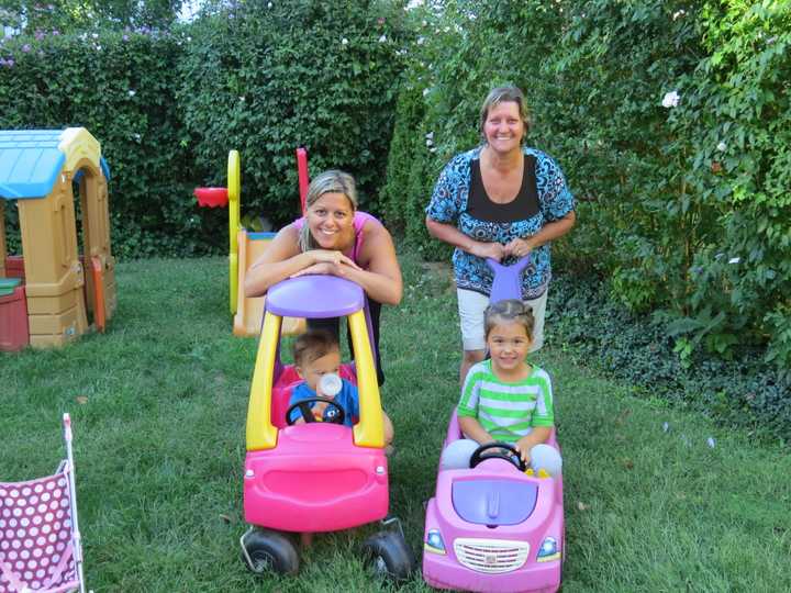 Karina Wyllie and Lily Mazzarella with Valentino and Izzy.