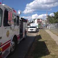 <p>Emergency vehicles arrive after children were injured after a ride malfunctioned at the Norwalk Oyster Festival. </p>