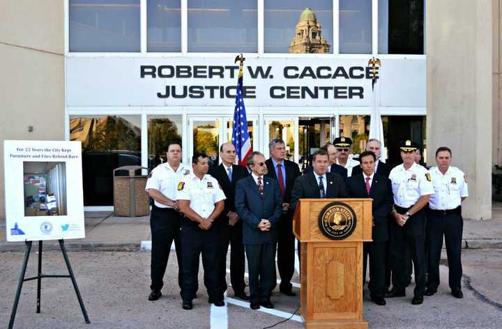 Mayor Mike Spano announced the opening of the newly renovated Cacace Justice Center