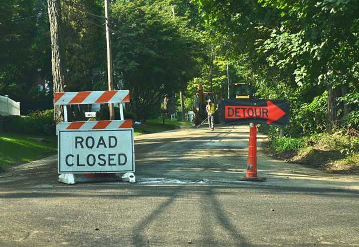 Road work on Route 58 near Redding is under way.