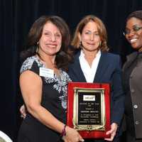 <p>Carol Christiansen, HGAR Awards Committee Chair, left, gives the Realtor of the Year Award to Marcene Hedayati. With them is  Dorothy Botsoe, the HGAR 2012 Realtor of the Year.
 </p>