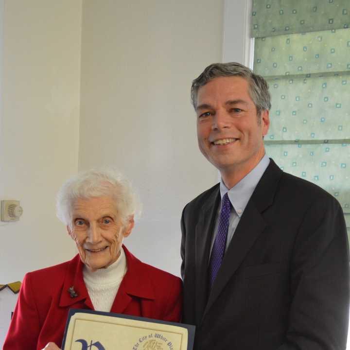 Sister St. John Delany and White Plains Mayor Tom Roach.
