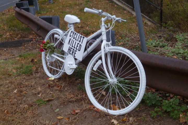 A bike was placed at the intersection where Weston&#x27;s Thomas Steinert-Threlkeld was killed in Bethel. He died in an accident that involved two vehicles on Oct. 20.