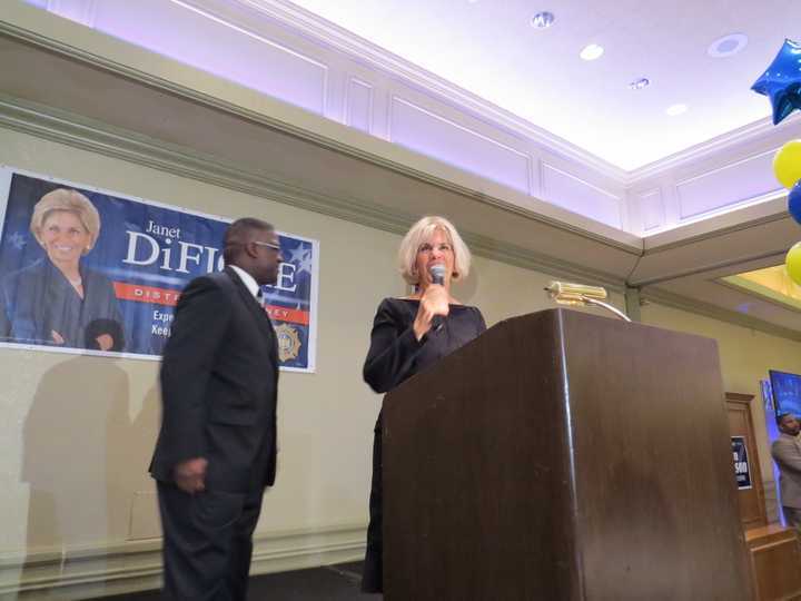 Westchester County District Attorney Janet DiFiore with County Board of Legislators Chairman Ken Jenkins. 