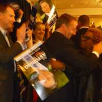 <p>Astorino accepts congratulations after delivering his victory speech.</p>
