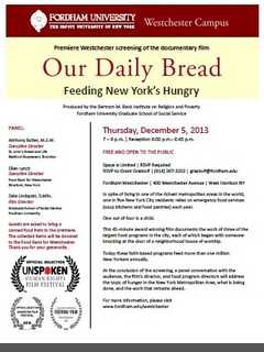Film On Feeding N.Y.'s Hungry Featured At Fordham Westchester