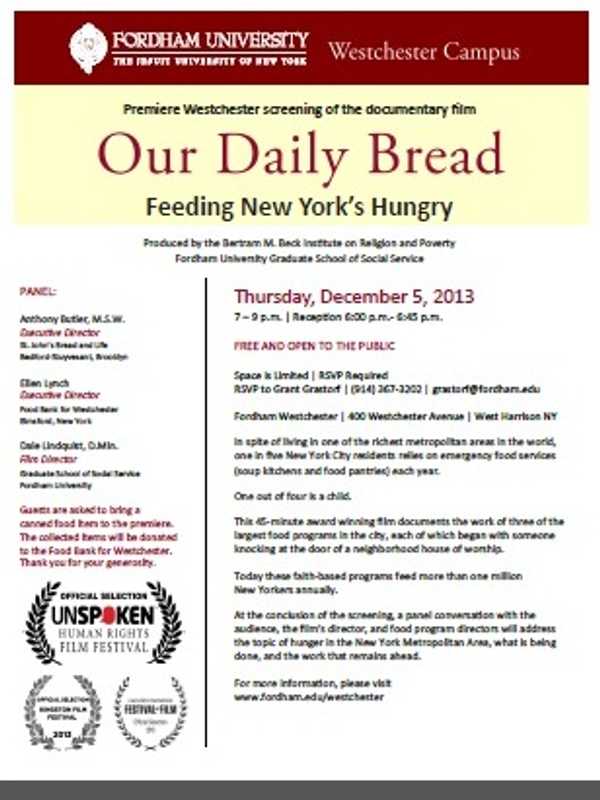 Film On Feeding N.Y.'s Hungry Featured At Fordham Westchester