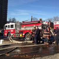 <p>Firefighters on the scene at 12 Ashburton Place in Yonkers on Monday.</p>