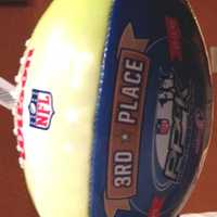 <p>The third place football that was awarded to Bronxville student Justin Trotman.</p>