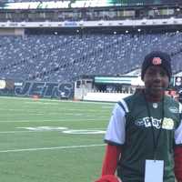 <p>Bronxville student Justin Trotman on the field at MetLife Stadium. </p>