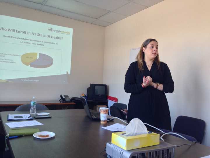 Flor Ramirez presents on NYSH&#x27;s resources for the uninsured. 