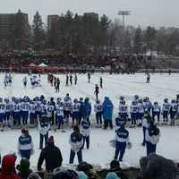 <p>New Canaan beat Darien at snowy Boyle Stadium in Stamford for the Class L football championship.</p>