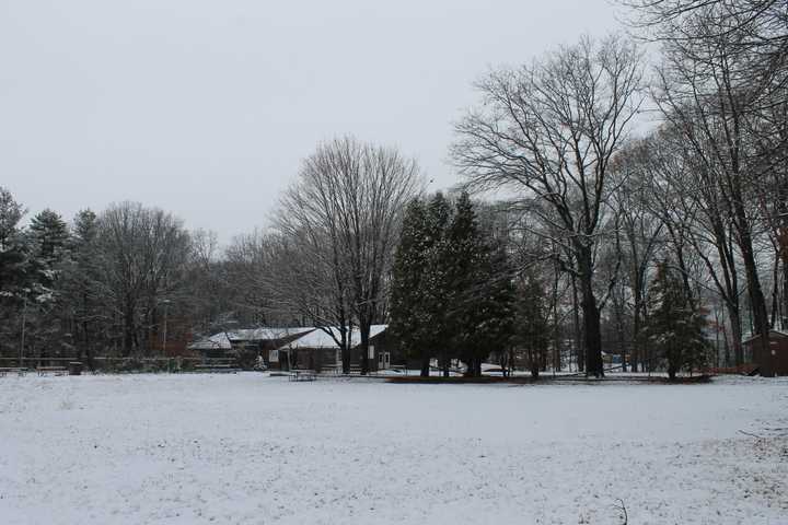 This is the view of Camp Mahackenos Beck Lodge, looking across the ball field.