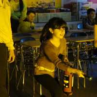 <p>Some students got very involved while battling the virtual fire.</p>