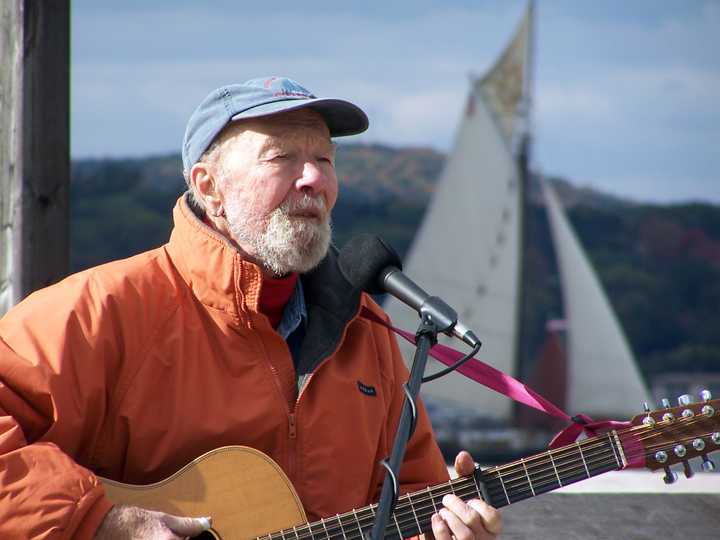 Pete Seeger performing at the Clearwater Festival, the festival he founded.