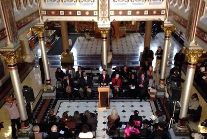 Gov. Dannel Malloy, shown at the Capitol in Hartford for the Martin Luther King Day celebration, will address the General Assembly at noon Thursday. 