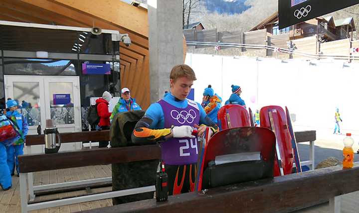 Tucker West during the first day of training in Sochi, Russia. 