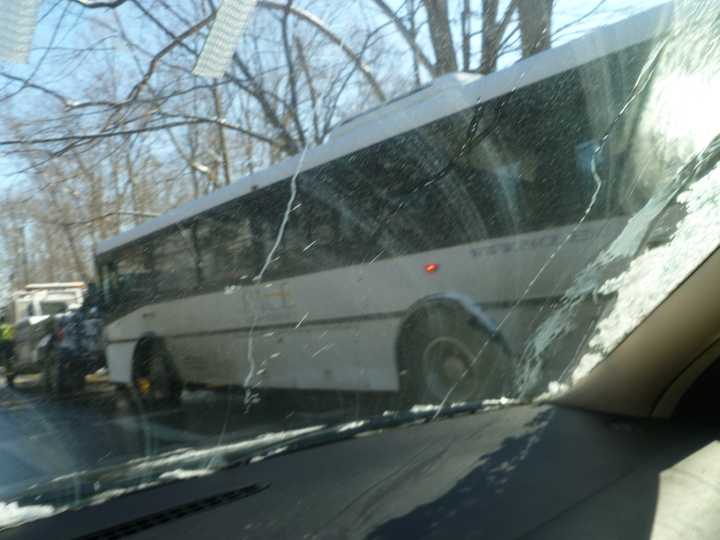 Mount Pleasant Police at the scene of an accident involving a Pace University bus. One person sustained an injury.