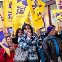 <p>Members of the 32BJ local of the Service Employees International Union are protesting a decision by the Maritime Aquarium at Norwalk that resulted in the layoff of eight union members who worked as cleaners. </p>