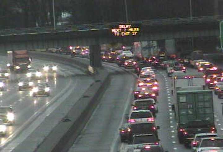 Traffic is bumper to bumper on I-95 near Maple Lane in Westport on Friday afternoon. 