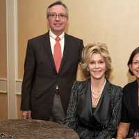 <p>Family Centers President Bob Arnold, Jane Fonda and Family Centers Board Chairman Laurie Host.</p>