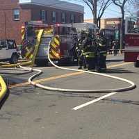 <p>Fairfield firefighters respond to the blaze Thursday downtown. </p>