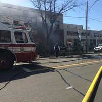 <p>Fairfield firefighters respond to the blaze Thursday downtown. </p>