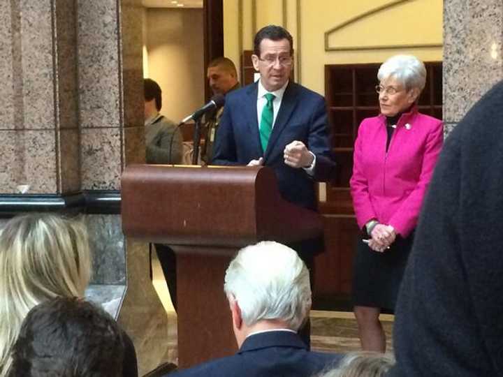 Gov. Dannel P. Malloy makes the announcement Friday in Hartford with Lt. Gov. Nancy Wyman. 