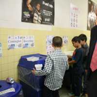 <p>Steve Education Regent Harry Phillips touring the Eastchester elementary school.</p>