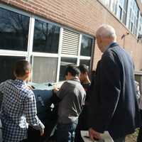 <p>Students took State Education Regent Harry Phillips for a tour of the grounds in Eastchester.</p>