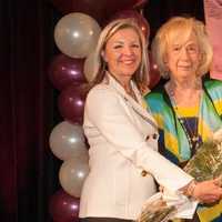 <p>Candace Adams, left,President and CEO of Berkshire Hathaway HomeServices New England Properties honored Elayne Jassey of the Stamford Office  honored with the Pinnacle Award as No. 7 in the U.S. and No. 1 in Connecticut.</p>