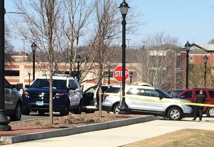 Police taped off the area surrounding the Tasker Building on Hillside Road on the UConn campus. 