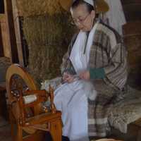 <p>Linda Sex spins wool at Sheep-to-Shawl in Sleepy Hollow.</p>